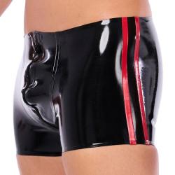XRUB Latex Short en latex Xrub avec Zip Avant/Arrière Noir-Rouge